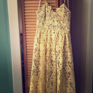 Anthropology Donna Morgan yellow lace dress. Sz 6.